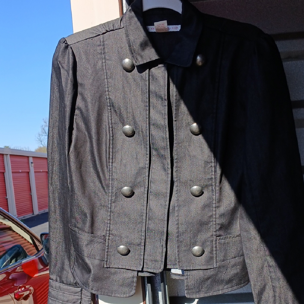 Women's Black Double Row Button Jacket Small British Look